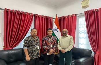 Consul General Mr. Ravi Shanker Goel welcomed Prof. Dr. Eng. Himsar Ambarita, ST., MT, Director of Directorate of Internationalization and Global Partnerships at University of North Sumatra (USU), and Mr. Rahmadsyah Rangkuti S.S., M.A., Ph.D., Head of English Studies Post-Graduate Program at University of North Sumatra (USU)